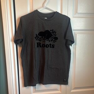 Roots Charcoal Tee with Black Logo